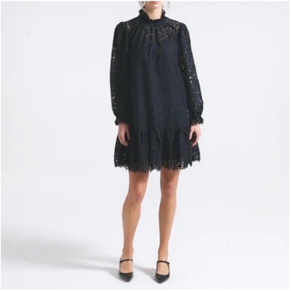 J.Crew Ruffleneck Eyelet Mini Dress NWOT Size LT